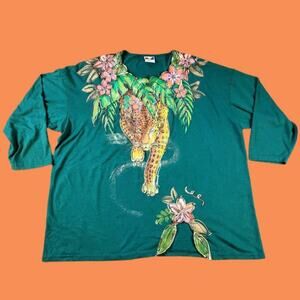 VINTAGE FOCUS JAGUAR TOP 80S 90S TROPICAL MAXIMALISM